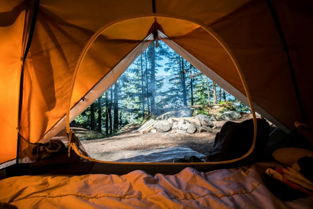 Safari tent at dusk in a private camp